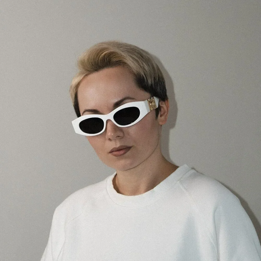 SALE! NEW Versace VE4480U 314/87 White Dark Grey Oval Unisex Sunglasses